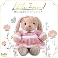 Мягкая игрушка "Little Friend", зайка в розовом платье: 