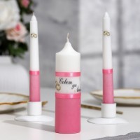 Набор свадебных свечей "Совет да любовь" розовый: родительские 1,8х17,5; очаг 4х13,5: 