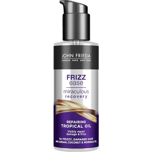 JOHN FRIEDA FRIZZ ease miraculous recovery Repairing Tropical Oil: Цвет: Produktbeschreibung und details fr krauses geschdigtes Haar mit Argan Kokos und Moringal repariert sichtbar Schden und Kruseln fr glatte sichtbar gesunde Strhnen Kontaktdaten Kao Germany GmbH D Darmstadt wwwjohnfriedacom UrsprungslandHerkunftsort Deutschland Anwendung und Gebrauch Auf das saubere tropfnasse Haar auftragen  Pumpste in die Handflche geben und verreiben Gleichmig im nassen Haar verteilen dabei Anstze aussparen Je nach Lnge und Haardicke mehr oder weniger l verwenden Wie gewnscht stylen Fr alle Arten von Frizz geeignet Geeignet fr natrliches und farbbehandeltes Haar Inhaltsstoffe DIMETHICONE DIMETHICONOL ISODODECANE PARFUM ARGANIA SPINOSA KERNEL OIL COCOS NUCIFERA OIL MORINGA OLEIFERA SEED OIL TOCOPHEROL BENZYL SALICYLATE LIMONENE LINALOOL
https://www.rossmann.de/de/pflege-und-duft-john-frieda-frizz-ease-miraculous-recovery-repairing-tropical-oil/p/5037156271638