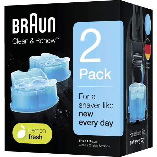 Braun Clean & Renew Reinigungskartuschen Lemon Fresh: Цвет: Produktbeschreibung und details Braun Clean ampamp Renew Kartuschen sorgen dafr dass sich Ihr elektrischer Rasierer wie neu anfhlt Die alkoholbasierte Lsung reinigt hygienischer als Wasser und entfernt Haare und Hautpartikel die sich bei jeder Rasur ansammeln Hochleistungsschmiermittel pflegen die Klingen des Rasierers und reduzieren Reibung die zu Hautreizungen fhren kann Die zitronenfrische Formel gibt einen erfrischenden Duft ab wodurch Sie jedes Mal eine belebende Rasur genieen knnen Die Braun Clean ampamp Renew Kartuschen sind mit jedem SmartCare Center kompatibel Kontaktdaten Procter ampamp Gamble GmbH Sulzbacher Str   Schwalbach UrsprungslandHerkunftsort Ireland Anwendung und Gebrauch Ersetzen Sie die Reinigungskartusche alle  Monate denn so bleibt Ihr Rasierer immer im Bestzustand Inhaltsstoffe Isopropanol Perfume Limonene Citral Cationic Tenside Warnhinweise und wichtige Hinweise Warnhinweise GEFAHR RasiererReinigungsflssigkeit Gefahr Flssigkeit und Dampf leicht entzndlich Verursacht schwere Augenreizungen Ist rztlicher Rat erforderlich Verpackung oder Kennzeichnungsetikett bereithalten Fr Kinder unzugnglich aufbewahren Von Hitze Funken offener Flamme sowie anderen Zndquellen fernhalten Nicht rauchen Bei Kontakt mit den Augen Einige Minuten lang behutsam mit Wasser splen Vorhandene Kontaktlinsen nach Mglichkeit entfernen Weiter aussplen Nachfllpackung dicht geschlossen halten
https://www.rossmann.de/de/pflege-und-duft-braun-clean-und-renew-reinigungskartuschen-lemon-fresh/p/4210201382683