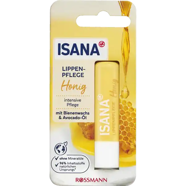 ISANA Lippenpflege Honig: Цвет: https://www.rossmann.de/de/pflege-und-duft-isana-lippenpflege-honig/p/0000042360070
Produktbeschreibung und details Langanhaltende Pflege und wertvolle Inhaltsstoffe fr ein samtweiches Gefhl ISANA LIPPENPFLEGE schenkt Ihren Lippen was sie brauchen Die reichhaltige Formulierung mit Bienenwachs und Avocadol enthlt zu  Inhaltsstoffe natrchen Ursprungs und hilft bei rauen und sprden Lippen Mit Vitamin E und Sheabutter bewahrt sie die Feuchtigkeit der zarten Lippenhaut und schenkt neue Geschmeidigkeit mit Bienenwachs ampamp Avocadol frei von Mineral und Silikonlen frei von Konservierungsstoffen Hautvertrglichkeit dermatologisch besttigt Kontaktdaten Dirk Rossmann GmbH Isernhgener Strae   Burgwedel UrsprungslandHerkunftsort Deutschland Testurteile Qualittssiegel ampamp Verbandszeichen Inhaltsstoffe Octyldodecanol Ricinus Communis Seed Oil Cera Alba Olea Europaea Fruit Oil Persea Gratissima Oil Stearyl Beeswax Behenyl Beeswax Hydrogenated Palm Oil Candelilla Cera Butyrospermum Parkii Butter Hydrogenated Castor Oil Polyglyceryl Diisostearate Tocopheryl Acetate Propylene Glycol Glycine Soja Oil Aroma Eugenol Limonene Aqua BetaCarotene Mel Extract Sorbitol Daucus Carota Sativa Root Extract Tocopherol Hydrogenated Palm Glycerides Citrate