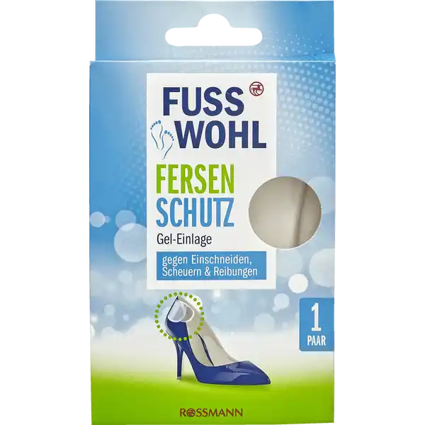 FUSSWOHL Fersenschutz Gel-Einlage: Цвет: Produktbeschreibung und details Der FUSSWOHL FERSENSCHUTZ bietet den Fen idealen Tragekomfort ohne Einschneiden Scheuern und Reiben dnne und flexible GelEinlagen beugen Wundstellen und Blasen vor aufgrund des transperenten Gel im Schuh nicht sichtbar optimaler Halt durch die sanft klebende Fersenschutzunterseite Kontaktdaten Dirk Rossmann GmbH Isernhgener Strae   Burgwedel wwwrossmannde Anwendung und Gebrauch Den Fersenschutz ganz einfach von der Folie abziehen und mit der Klebeseite im Fersenbereich des Schuhs andrcken Lsst die Klebewirkung nach einfach mit warmem Wasser reinigen und neu aufkleben
https://www.rossmann.de/de/gesundheit-fusswohl-fersenschutz-gel-einlage/p/4305615630700