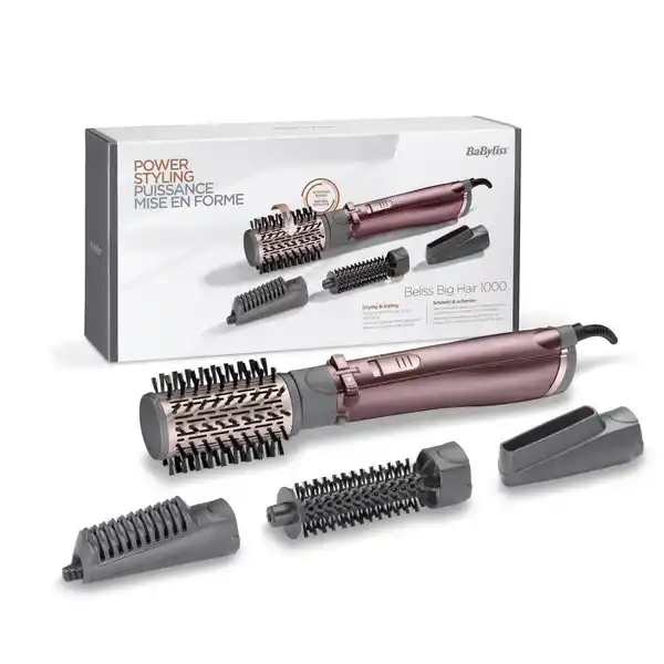 BaByliss Beliss Big Hair Warmluftbrsten ASE: Цвет: Produktbeschreibung und details  W  mm Brstenaufsatz fr Volumen und Flle  mm Brstenaufsatz mit weichen Borsten Glttaufsatz Trockenaufsatz IonenTechnologie mit AntiFrizzEffekt fr geschmeidiges und glnzendes Haar  Temperaturstufen und KhlluftFunktion  m langes Drehkabel  Jahre Garantie Hinweise zur Elektrogerte und Batterieentsorgung Hinweise zur Entsorgung von Elektrogerten und Batterien httpswwwrossmanndedeserviceundhilfeelektrogesetzbatteriegesetz
https://www.rossmann.de/de/pflege-und-duft-babyliss-beliss-big-hair-warmluftbuersten-as960e/p/3030050165357