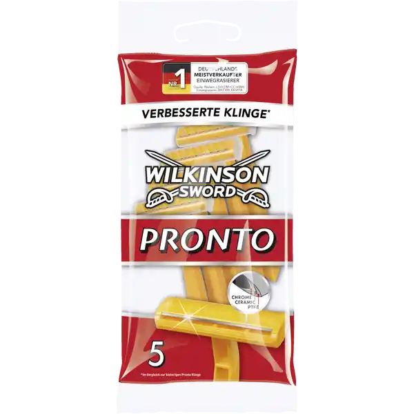 Wilkinson Sword Pronto Einwegrasierer: Цвет: Produktbeschreibung und details Pronto ist ein Einwegrasierer der mit einer dreifach beschichteten Einzelklinge fr eine glatte Rasur sorgt Einzelklinge dreifach beschichtet mit Chrome Ceramic ampamp PTFE neuer Griff Kontaktdaten Wilkinson Sword GmbH Schtzenstrae  D Solingen wwwwilkinsonswordcom UrsprungslandHerkunftsort EU
https://www.rossmann.de/de/pflege-und-duft-wilkinson-sword-pronto-einwegrasierer/p/4027800080106