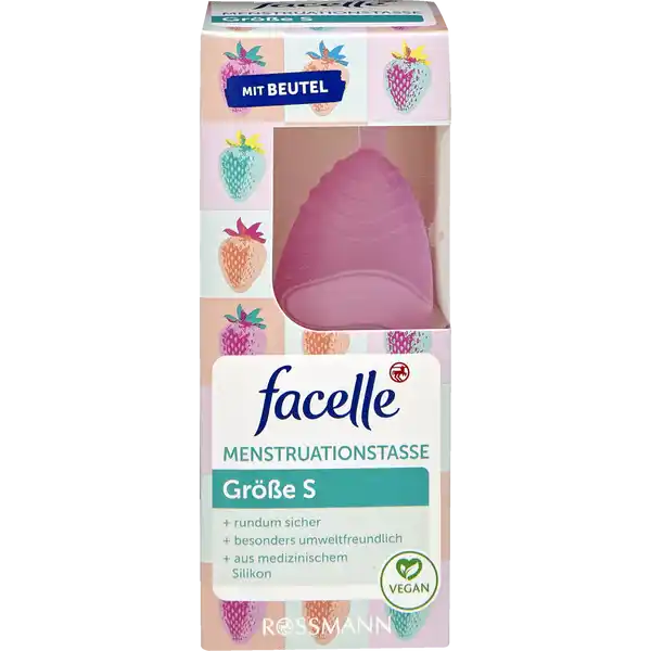 facelle Menstruationstasse Gr. S: Цвет: Produktbeschreibung und details Die facelle Menstruationstasse ist eine umweltfreundliche und praktische Alternative zu Wegwerfprodukten Die Menstruationstasse ist mehrere Jahre verwendbar Die Menstruationstasse wird whrend der Menstruation in die Vagina eingefhrt um das Menstruationsblut zu sammeln Die Scheidenflora und Schleimhaut wird hierdurch nicht beeinflusst Das Einfhren geht leichter wenn die Tasse vorher mit kaltem Wasser befeuchtet wird Als Einfhrhilfe sind auch Gleitgele geeignet enthlt  Menstruationstasse  Beutel zur Aufbewahrung  Beipackzettel  rundum sicher  besonders umweltfreundlich  aus medizinischem Silikon mit Beutel kein Einsatz von deodorierenden Mitteln Bleichmitteln absorbierenden Gelen Latex Proteinen Phthalaten Alkylphenol PVC und BPA wiederverwendbar und umweltfreundlich fr schne Tage und sichere Nchte ideal fr Sport und Reisen durch seltenen Wechsel hergestellt aus hochwertigem medizinischen Silikon vegan Kontaktdaten Dirk Rossmann GmbH Isernhgener Strae   Burgwedel wwwrossmannde Testurteile Qualittssiegel ampamp Verbandszeichen Anwendung und Gebrauch Drcken Sie die Menstruationstasse flach und legen Sie dann beide Seiten aufeinander Oder Drcken Sie den Rand der Tasse an einer Stelle mit dem Daumen nach unten und innen Halten Sie nun die gefaltete Tasse fest und fhren Sie sie mit der gefalteten Seite voran in die Vagina ein Den optimalen Sitz der Menstruationstasse werden Sie schnell durch Probieren herausfinden Grenbestimmung Jede Frau hat individuelle Bedrfnisse bzgl der Gre der Tasse Zur Grenbestimmung bieten die nachfolgenden Kriterien eine Hilfestellung So dienen ug Ausprgungen als Anhaltspunkte Bei gut trainierter Beckenbodenmuskulatur kann Gre XS ausreichend sein XS bis  m gro undoder schlanke Figur undoder keine Kinder geboren S bis  m gro undoder schlanke bis normale Figur undoder keine Kinder geboren M ber  m gro undoder normale bis krftige Figur undoder bereits ein Kind geboren
https://www.rossmann.de/de/pflege-und-duft-facelle-menstruationstasse-gr-s/p/4305615577807