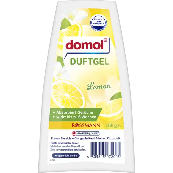 domol Duftgel "Lemon": Цвет: https://www.rossmann.de/de/haushalt-domol-duftgel-lemon/p/4305615072005
Produktbeschreibung und details Freuen Sie sich auf langanhaltend frischen Citrusduft absorbiert Gerche wirkt bis zu  Wochen Kontaktdaten Dirk Rossmann GmbH Isernhgener Strae   Burgwedel wwwrossmannde   UrsprungslandHerkunftsort Hergestellt in der EU Testurteile Qualittssiegel ampamp Verbandszeichen Anwendung und Gebrauch Bitte Folie abziehen und aufrecht platzieren Inhaltsstoffe Enthlt Benzisothiazolinon Kann allergische Reaktionen hervorrufen Warnhinweise und wichtige Hinweise Warnhinweise ACHTUNG Erhhte Sicherheit fr Kinder Enthlt einen speziellen Bitterstoff zum Schutz vor versehentlichem Verschlucken Verursacht schwere Augenreizung Ist rztlicher Rat erforderlich Verpackung oder Kennzeichnungsetikett bereithalten Darf nicht in die Hnde von Kindern gelangen Vor Gebrauch Kennzeichnungsetikett lesen BEI KONTAKT MIT DEN AUGEN Einige Minuten lang behutsam mit Wasser splen Eventuell vorhandene Kontaktlinsen nach Mglichkeit entfernen Weiter splen Bei anhaltender Augenreizung rztlichen Rat einholenrztliche Hilfe hinzuziehen Kann allergische Reaktionen hervorrufen Detergenzienblatt Detergenzienblatt Laden Sie das Dokument zum Produkt als PDF herunter