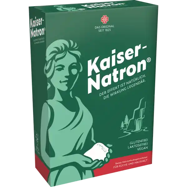 Holste Kaiser Natron Pulver: Цвет: https://www.rossmann.de/de/gesundheit-holste-kaiser-natron-pulver/p/4000401300187
Produktbeschreibung und details Das ewig junge Original mit vielen schlauen Seiten In KaiserNatron erwachen die natrlichen Krfte reinen Natriumhydrogencarbonats Das Pulver neutralisiert und bindet Suren enthrtet ist mild alkalisch  und lsst sich vielseitig verwenden entsuert Frchte und verfeinert Speisen enthrtet Tee Kaffee und Trinkwaser ersetzt Backpulver in Kuchen und Gebck bewahrt die natrlichen Farben beim Kochen von Obst und Gemse Tipp Viele weitere Anwendungsbereiche der basischen Wirkung von Natriumhydrogencarbonat oder kurz Natron sind im Internet zu finden Frei von allem Unntigen ist KaiserNatron prinzipiell unbegrent haltbar umweltfreundlich und nachhaltig Der Effekt ist natrlich die Wirkung legendr glutenfrei laktosefrei vegan Lebensmittelunternehmer Name Arnold Holste Wwe GmbH ampamp Co KG Adresse Sudbrackstrae   Bielefeld wwwholstede Rechtlich vorgeschriebene Produktbezeichnung Natriumhydrogencarbonat Zutaten Natriumhydrogencarbonat E  ii Nhrwerte Durchschnittliche Nhrwertangaben pro  g Energie  kj   kcal Fett  g davon  gesttigte Fettsuren  g Kohlenhydrate  g davon  Zucker  g Eiwei  g Salz  g Gebrauch Aufbewahrung und Verwendung Aufbewahrungs und Verwendungsbedingungen Khl und trocken lagern