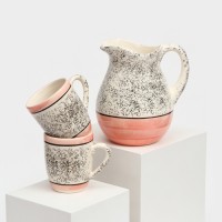 Набор посуды "Персия", керамика, розовый, кувшин 1.5 л, кружка 350 мл, 3 предмета, 1 сорт, Иран: 