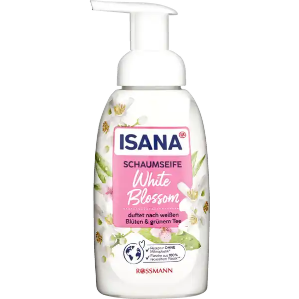 ISANA Schaumseife White Blossom: Цвет: https://www.rossmann.de/de/pflege-und-duft-isana-schaumseife-white-blossom/p/4305615691787
Produktbeschreibung und details Mit der ISANA Schaumseife White Blossom wird Hndewaschen zum cremigen Schaumerlebnis Der enthaltene SoftpflegeKomplex mit Glycerin hilft den Feuchtigkeitshaushalt Ihrer Haut zu bewahren whrend der sanfte Duft nach weien Blten und grnem Tee die Sinne verwhnt Fr bis zu  mal Hnde waschen duftet nach weien Blten und grnem Tee Hautvertrglichkeit dermatologisch besttigt pHhautneutral vegan Kontaktdaten Dirk Rossmann GmbH Isernhgener Strae   Burgwedel wwwrossmannde   UrsprungslandHerkunftsort Hergestellt in Deutschland Testurteile Qualittssiegel ampamp Verbandszeichen Inhaltsstoffe Aqua Glycerin Cocamidopropyl Betaine Decyl Glucoside Hydroxypropyl Guar Hydroxypropyltrimonium Chloride Sodium Chloride Sodium Lactate Lactic Acid Parfum Tetrasodium Glutamate Diacetate Sodium Benzoate Potassium Sorbate