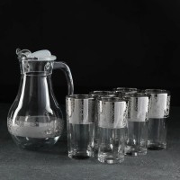 Набор питьевой Jungle, 7 предметов: графин 1 л, стаканы 230 мл, 6 шт, с гравировкой и напылением, цвет напыления серебряный: 