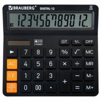 Калькулятор настольный BRAUBERG DIGITAL-12-BK (151х152 мм), 12 разрядов, двойное питание, ЧЕРНЫЙ, 272968: Цвет: Настольный минималистичный калькулятор BRAUBERG DIGITAL-12-BK – идеальный выбор для тех, чья работа или учеба плотно связана с вычислениями. Удобный большой экран и набор необходимых функций идеально подходят для офиса, школы и дома.
: BRAUBERG
: Китай
: Техника для офиса
: Калькуляторы
: Калькуляторы настольные
Калькулятор производит все основные арифметические действия, вычисления с процентами, извлечение квадратного корня. Удобен в работе благодаря наличию клавишей корректировки числа, "00" и "GT" (общее суммирование), а также кнопок для работы с памятью калькулятора. Большой двенадцатиразрядный дисплей отображает большие значения.Мощный аккумулятор и солнечная батарея позволяют калькулятору работать при любом освещении. Клавиша выключения OFF и функция автоматического отключения (через 8-10 минут бездействия) позволяют максимально продлить срок его службы без замены батареи.Размер – 151х152 мм. Гарантия – 10 лет.