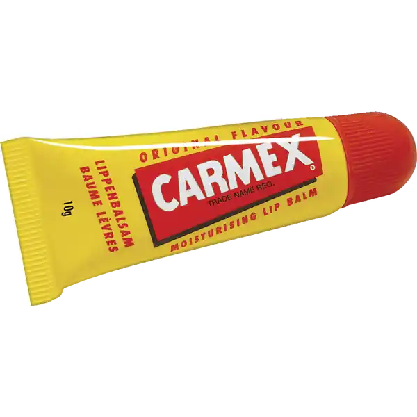 Carmex feuchtigkeitsspendender Lippenbalsam Tube: Цвет: Produktbeschreibung und details Von trockenen sprden Lippen geplagt erfand Alfred Woelbing in den USA um  den Carmex Lippenbalsam Das Unternehmen wird auch heute noch von der Familie Woelbing gefhrt und Carmex wurde weltweit zu einem der beliebtesten Lippenpflegeprodukte  es wird mehr als  Mal pro Minute verkauftBRampgt Aufgrund seiner einzigartigen Rezeptur wirkt Carmex beruhigend feuchtigkeitsspendend und lindernd und verleiht den Lippen ein geschmeidiges gesundes Aussehen Probieren Sie es selbst und sehen Sie warum dieses mehrfach ausgezeichnete Lippenpflegeprodukt von Models Stars und Makeup Profis in aller Welt bevorzugt wird Anwendung und Gebrauch Beliebig oft und gleichmig auftragen Besonders vor oder nach Sonneneinwirkung Wind oder niedrigen Temperaturen auftragen Es wird empfohlen Carmex vor oder nach dem Auftragen von Lippenstift zu verwenden um die Feuchtigkeit zu erhalten bzw wiederherzustellen Auch nach Mahlzeiten oder dem Schwimmen erneut auftragen Inhaltsstoffe Petrolatum Lanolin Cetyl Esters Theobroma Cacao Seed Butter Cera Alba Paraffinum Liquidum Camphor Menthol Salicylic Acid Vanillin Parfum Hydroxycitronellal Limonene Linalool Geraniol Citronellol Warnhinweise und wichtige Hinweise Warnhinweise Nur zur ueren Anwendung geeignet Kontakt mit den Augen vermeiden Nicht fr Kinder unter  Jahren verwenden Bei Hautreizungen nicht weiter verwenden
https://www.rossmann.de/de/pflege-und-duft-carmex-feuchtigkeitsspendender-lippenbalsam-tube/p/0083078811143