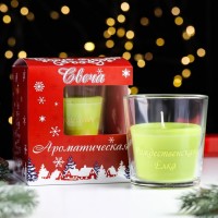 Свеча в стакане ароматическая "Рождественская ёлка", 6,5х8 см, зеленый: 