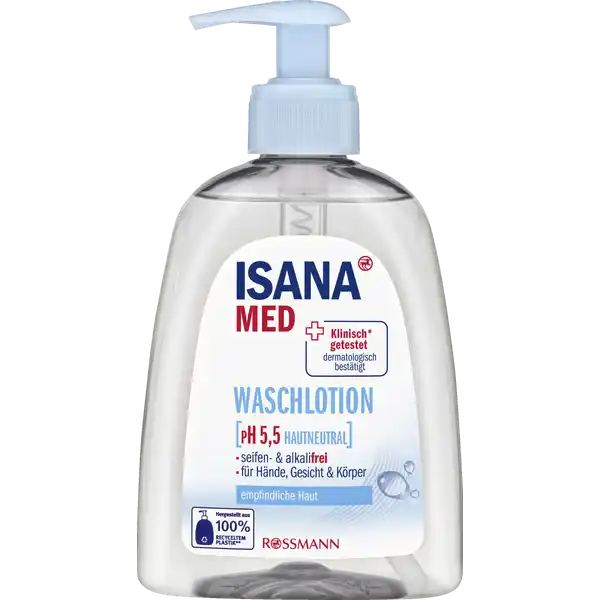 ISANA MED Waschlotion: Цвет: Produktbeschreibung und details pHWERT   WARUM Die natrliche Funktion des Sureschutzmantels der Haut wird durch den pHWert  untersttzt und erhlt so ihre natrliche Barrierefunktion Ein intakter Sureschutzmantel schtzt die Haut vor Austrocknung Die ISANA MED WASCHLOTION ist fr die Reinigung von Kopf bis Fu geeignet fr empfindliche Haut seifen ampamp alkalifrei fr Hnde Gesicht ampamp Krper besonders milde und hautfreundliche Wirkstoffe fr eine sanfte Reinigung bewahrt die Haut vor dem Austrocknen pH  hautneutral Hautvertrglichkeit dermatologischklinisch besttigt Rezeptur ohne Mikroplastik vegan hergestellt aus   recyceltem Plastik Hautvertrglichkeit dermatologischklinisch besttigt  Testung gem Dermatest SterneSiegel wwwsternegarantiede Flascheohne Spenderkopf wwwrossmanndemikroplastikfrei Kontaktdaten Dirk Rossmann GmbH Isernhgener Strae   Burgwedel wwwrossmannde Testurteile Qualittssiegel ampamp Verbandszeichen Inhaltsstoffe Aqua Sodium Laureth Sulfate Glycerin Sodium Chloride Cocamidopropyl Betaine CocoGlucoside Hydroxypropyl Guar Hydroxypropyltrimonium Chloride Panthenol Parfum Citric Acid Sodium Benzoate
https://www.rossmann.de/de/pflege-und-duft-isana-med-waschlotion/p/4305615629094