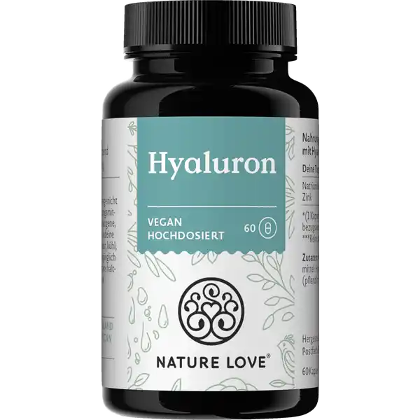 Nature Love Hyaluronsure Kapseln: Цвет: https://www.rossmann.de/de/gesundheit-nature-love-hyaluronsaeure-kapseln/p/4260488132280
Produktbeschreibung und details Hyaluron kennst du hauptschlich von BeautyCremes Dann stell dir vor was diese krpereigene Sure erst ganzheitlich von innen fr dich tun kann Das Tolle an der Hyaluronsure von Nature Love Sie ist nicht nur richtig gut dosiert sondern auch komplett vegan Also mach dich bereit zu strahlen hochdosiert mit  mg Hyaluronsure je Kapsel optimale Moleklgre  KiloDalton mit gut vertrglichem hoch bioverfgbarem ZinkBisglycinat nur  Kapsel tglich vegan aus Fermentation gewonnen  Kapseln im Monatsvorrat Lebensmittelunternehmer Name Tauron Ventures GmbH Adresse Mittelstrae   Monheim am Rhein wwwnaturelovede Rechtlich vorgeschriebene Produktbezeichnung Nahrungsergnzungsmittel mit Hyaluronsure ampamp Zink Zutaten Natriumhyaluronat berzugsmittel Hydroxypropylmethylcellulose pflanzlich Zinkbisglycinat Nhrwerte Durchschnittliche Nhrwertangaben pro  Portion  KapselTag Tagesdosis Referenzwert  KapselTag NRV Zink  mg   Anwendung und Gebrauch Tglich  Kapsel mit ausreichend Flssigkeit einnehmen Fertig Gebrauch Aufbewahrung und Verwendung Aufbewahrungs und Verwendungsbedingungen Geschlossen khl trocken lichtgeschtzt und unzugnglich fr kleine Kinder lagern Warnhinweise und wichtige Hinweise Warnhinweise Tgliche empfohlene Verzehrmenge nicht berschreiten Nahrungsergnzungsmittel sind kein Ersatz fr eine ausgewogene abwechslungsreiche Ernhrung und eine gesunde Lebensweise