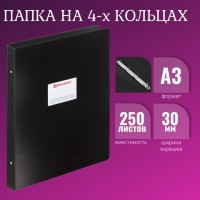 Папка на 4 кольцах БОЛЬШОГО ФОРМАТА А3, ВЕРТИКАЛЬНАЯ, 30 мм, черная, 0,8 мм, BRAUBERG "Стандарт", 225766: Цвет: Папка на кольцах BRAUBERG предназначена для временного или длительного хранения, систематизации, архивирования документов. Такие папки используются в работе офисными сотрудниками различных специальностей, направлений, должностей.
: BRAUBERG
: Россия
2