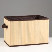 Короб складной для хранения, 28х38 см Н 23 см, бамбук, подкладка, ткань, микс: 