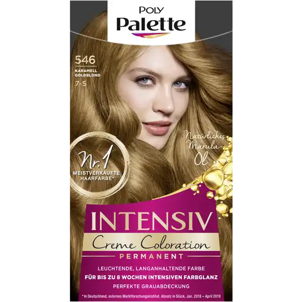 Poly Palette Intensiv Creme Coloration 546 Karamell Goldblond: Цвет: Produktbeschreibung und details Die reichhaltige ColorCreme mit len lsst die hochkonzentrierten Farbpigmente tief in das Haarinnere eindringen und versiegelt sie im Haar Fr eine besonders ausdrucksstarke und langanhaltende Farbe bis zu  Wochen Unsere verwhnende Pflegemaske mit natrlichem Marulal glttet die Haaroberflche uns sorgt fr atemberaubenden Glanz Unsere speziell entwickelte Formel sorgt fr wundervolle Farbergebnisse  vom Ansatz bis in die Spitzen leuchtende langanhaltende Farbe fr bis zu  Wochen intensiven Farbglanz  Grauabdeckung mit natrlichem Marulal Kontaktdaten Schwarzkopf ampamp Henkel GmbH D Dsseldorf wwwpolypalettede     Anwendung und Gebrauch  Fllen Sie den Inhalt der pflegenden ColorCreme in die Anwendungsflasche mit der Entwickleremulsion und schtteln Sie diese krftig  Verteilen Sie die Mischung mit der Anwendungsflasche auf dem trockenen Haar und lassen Sie diese  Minuten einwirken  Splen Sie die Mischung mit lauwarmen Wasser gut aus bis das Wasser klar ist Wenden Sie anschlieend den beiliegenden reichhaltigen PflegeConditioner an Die genau Anwendung entnehmen Sie bitte der Packungsbeilage Bitte Gebrauchsanweisung beachten Inhaltsstoffe ColorCreme Aqua WaterEau Cetearyl Alcohol GlycerylStearate SE Ammonium Hydroxide Prunus Amygdalus Dulcis Sweet Almond Oil Ceteareth Octyldodecanol Sodium Laureth Sulfate Sodium Cetearyl Sulfate TolueneDiamine Sulfate Parfum Fragrance Ethanolamine Oleic Acid Sodium Sulfite Glycerin Etidronic Acid Carbomer Resorcinol Methylresorcinol Potassium Hydroxide Linalool Chlororesorcinol Serine AminoHydroxypyridine Sodium Sulfate mAminophenol Geraniol Citronellol Limonene Benzoic Acid AminoChloroNitrophenol Entwickleremulsion Aqua Water Eau Hydrogen Peroxide Cetearyl Alcohol PEG Castor Oil Etidronic Acid Sodium Cetearyl Sulfate Dicarboxypyridine Disodium Pyrophosphate Potassium Hydroxide Sodium Benzoate PflegeConditioner Aqua WaterEau Cetearyl Alcohol Quaternium Propylene Glycol Sclerocarya Birrea Seed OilPanthenol Isopropyl Myristate Distearoylethyl Hydroxyethylmonium Methosulfate Citric Acid Phenoxyethanol Stearamidopropyl Dimethylamine Polyquaternium Ceteareth Glyceryl Stearate Sodium Methylparaben Dicaprylyl Carbonate Parfum Fragrance Linalool Limonene Hexyl Cinnamal Benzyl Salicylate Lauryl Glucoside Citronellol Benzyl Alcohol Warnhinweise und wichtige Hinweise Warnhinweise Haarfrbemittel knnen schwere allergische Reaktionen hervorrufen Bitte folgende Hinweise lesen und beachten Dieses Produkt ist nicht fr Personen unter  Jahren bestimmt Temporre Ttowierungen mit schwarzem Henna knnen das Allergierisiko erhhen Frben Sie Ihr Haar nicht wenn Sie einen Ausschlag im Gesicht haben oder wenn Ihre Kopfhaut empfindlich gereizt oder verletzt ist wenn Sie schon einmal nach dem Frben Ihrer Haare eine Reaktion festgestellt haben wenn eine temporre Ttowierung mit schwarzem Henna bei Ihnen schon einmal eine Reaktion verursacht hat Enthlt Phenylendiamine Toluylendiamine Wasserstoffperoxid und Resorcin Vollstndige Inhaltsstoffdeklaration siehe Packungsboden Nicht zur Frbung von Wimpern und Augenbrauen verwenden Nach Anwendung die Harre gut splen Kontakt mit den Augen vermeiden Sofort aussplen falls das Erzeugnis mit den Augen in Berhrung gekommen ist Geeignete Handschuhe tragen Nur uerlich anwenden Darf nicht in die Hnde von Kindern gelangen Fhren Sie einen Allergieverdachtstest  Stunden vor jeder Anwendung einer Haarcoloration durch siehe Gebrauchsanweisung auch wenn Sie schon frher Haarcolorationen angewendet haben Daher denken Sie bitte daran das Produkt  Stunden vor der Anwendung zu kaufen Falls hiebei eine Hautvertrglichkeit auftritt oder Zweifel bestehen fragen Sie bitte einen Hautarzt bevor Sie eine Haarcoloration anwenden
https://www.rossmann.de/de/pflege-und-duft-poly-palette-intensiv-creme-coloration-546-karamell-goldblond/p/4015100329605