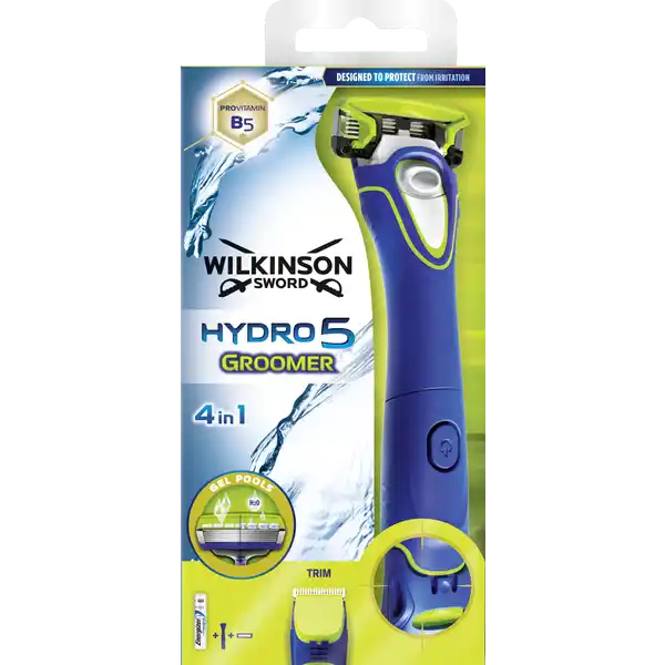 Wilkinson Sword Hydro 5 Groomer Herren Rasierer: Цвет: Produktbeschreibung und details Der HYDRO  Groomer ist ein Rasierer mit vier Funktionen Er trimmt rasiert schneidet die Konturen und erhlt den Feuchtigkeitsgehalt der Haut Eingebauter Trimmer  UltraGlide Klingen FlipTrimmer Wasseraktivierte GelResevoir Inkl Batterie Kontaktdaten Wilkinson Sword GmbH Schtzenstrae    Solingen wwwwilkinsonswordcomdede Hinweise zur Elektrogerte und Batterieentsorgung Hinweise zur Entsorgung von Elektrogerten und Batterien httpswwwrossmanndedeserviceundhilfeelektrogesetzbatteriegesetz
https://www.rossmann.de/de/pflege-und-duft-wilkinson-sword-hydro-5-groomer-herren-rasierer/p/4027800138609