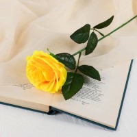 Цветы искусственные "Роза Глория" 9х60 см, жёлтый: 