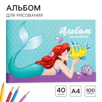 Альбом для рисования А4, 40 листов 100 г/м?, на скрепке, Принцессы: 