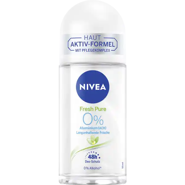 NIVEA Deodorant Roll-on Fresh Pure: Цвет: Produktbeschreibung und details NIVEA Deo Fresh Pure Roller bietet  Stunden lang zuverlssigen DeoSchutz ohne Aluminium ACH Die erfrischende Formel mit antimikrobiellen Wirkstoffen lsst die Haut frei atmen und verspricht die optimale Kombination aus NIVEAPflege und wirksamem Schutz vor Krpergeruch und sorgt fr ein angenehmes Hautgefhl  den ganzen Tag  Aluminium ACH  Stunden effektiver DeoSchutz langanhaltende Frische Hautvertrglichkeit dermatologisch besttigt Kontaktdaten Beiersdorf AG D Hamburg wwwniveade  Anwendung und Gebrauch Das Deodorant am besten nach dem Duschen verwenden Das Produkt direkt an den Achseln anwenden Lassen Sie das Produkt vollstndig trocknen bevor Sie sich anziehen Nicht auf gereizter oder geschdigter Haut anwenden Inhaltsstoffe Aqua Propylene Glycol PPG Stearyl Ether Steareth Steareth Parfum Octenidine HCl Butyloctanoic Acid Ethylhexylglycerin Persea Gratissima Oil Trisodium EDTA BHT
https://www.rossmann.de/de/pflege-und-duft-nivea-deodorant-roll-on-fresh-pure/p/0000042419389