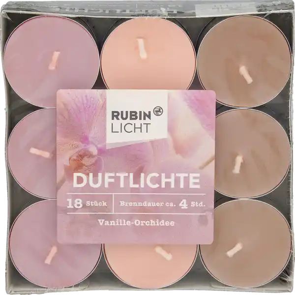 Rubin Licht Duftteelichte Vanille Orchidee: Цвет: Produktbeschreibung und details Brenndauer ca  Stunden Duft Vanille Orchide Kontaktdaten Dirk Rossmann GmbH Isernhgener Strae   Burgwedel wwwrossmannde UrsprungslandHerkunftsort Deutschland Warnhinweise und wichtige Hinweise Warnhinweise Bitte lassen Sie Kerzen nie unbeaufsichtigtbrennen Immer einen Kerzenhalter benutzen Beachten Siedie aufgefhrten Sicherheitssymbole
https://www.rossmann.de/de/haushalt-rubin-licht-duftteelichte-vanille-orchidee/p/4305615527161