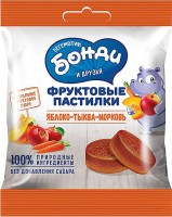 «HIPPO BONDI & FRIENDS», фруктовые пастилки «Яблоко – тыква – морковь», 30г: 