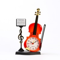 Часы - будильник настольные "Скрипка с пюпитром", дискретный ход, d-6.5 см, 11.6 х 21 см, АА: 