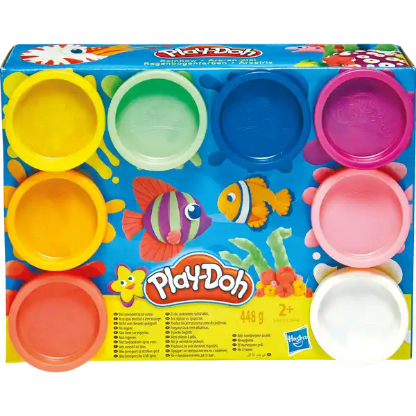 Play-Doh 8er-Pack Knete Regenbogenfarben: Цвет: Produktbeschreibung und details Acht peppige PlayDoh Farben in einem Set Jeder Achterpack wartet mit acht kunterbunten Dosen PlayDoh   g auf dich und lsst der Fantasie beim Kneten freien Lauf  verschiedene Farben Mindestalter  Jahre Warnhinweise und wichtige Hinweise Warnhinweise Enthlt Weizen Nicht zum Verzehr geeignet
https://www.rossmann.de/de/baby-und-spielzeug-play-doh-8er-pack-knete-regenbogenfarben/p/5010993560196