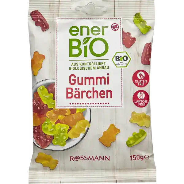 enerBiO Gummi Brchen: Цвет: Produktbeschreibung und details Kontrolliert biologische Brchen Diese Bren sind zum Genieen da Die laktose und glutenfreien enerBiO Gummi Brchen garantieren Ihnen einen bunten extrafruchtigen Genuss aus rein natrlicher Herstellung Echte Fruchtsaftkonzentrate und natrliche Aromen garantieren ein kstliches Naschvergngen Aber Vorsicht  die sind schneller weg als Sie denken Alle Produkte unserer ROSSMANNMarke enerBiO stammen aus kontrolliert biologischem Anbau Durch eine schonende sorgfltige Verarbeitung erhalten wir hierbei sowohl die Hochwertigkeit als auch den natrlichen Geschmack Zudem lassen wir unsere Produkte regelmig durch unabhngige Institute berprfen  so gewhrleisten wir eine gleichbleibende Qualitt Lebensmittelunternehmer Name Dirk Rossmann GmbH Adresse Isernhgener Strae   Burgwedel wwwrossmannde Bio Zertifikat DEKO UrsprungslandHerkunftsort EUNichtEULandwirtschaft Testurteile Qualittssiegel ampamp Verbandszeichen Rechtlich vorgeschriebene Produktbezeichnung Bio Fruchtgummi Zutaten Glukosesirup Rohrzucker nicht raffiniert Schweinegelatine Fruchtsaftkonzentrate Apfel  Zitrone  Orange  Himbeere  Ananas  schwarze Johannisbeere  Suerungsmittel Zitronensure natrliche Aromen frbende Frucht und Pflanzenauszge Karotte Krbis Apfel Alge Saflor Holunder berzugsmittel Carnaubawachs aus kontrolliert biologischer Landwirtschaft Nhrwerte Durchschnittliche Nhrwertangaben pro  g Energie  kj   kcal Fett  g davon  gesttigte Fettsuren  g Kohlenhydrate  g davon  Zucker  g Ballaststoffe  g Eiwei  g Salz amplt  g Gebrauch Aufbewahrung und Verwendung Aufbewahrungs und Verwendungsbedingungen Trocken lagern und vor Wrme schtzen
https://www.rossmann.de/de/lebensmittel-enerbio-gummi-baerchen/p/4305615676890