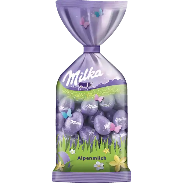 Milka Schokoladeneier: Цвет: Produktbeschreibung und details Fr die Liebhaber von zarter Milka Alpenmilch Schokolade gibt es die Milka OsterEier Alpenmilch  g aus zarter Milka Alpenmilch Schokolade In kleiner runder Form sind die OsterEier ideal zum Anbieten und Teilen zum Naschen fr zwischendurch oder zum Bestcken des bunten Osternestes Alpenmilch Lebensmittelunternehmer Name Mondelez Deutschland Adresse D Bremen wwwmilkade UrsprungslandHerkunftsort Belgien Rechtlich vorgeschriebene Produktbezeichnung Alpenmilch Schokolade Zutaten Zucker Kakaobutter MAGERMILCHPULVER  Kakaomasse Smolkenpulver aus MILCH  BUTTERREINFETT  Emulgator  SOJALECITHIN  HASELNSSE  natrliches Aroma Kakao  mindestens in der Alpenmilchschokolade Kann ANDERE NSSE und WEIZEN enthalten Nhrwerte Durchschnittliche Nhrwertangaben pro  g Energie  kj   kcal Fett  g davon  gesttigte Fettsuren  g Kohlenhydrate  g davon  Zucker  g Ballaststoffe  g Eiwei  g Salz  g Gebrauch Aufbewahrung und Verwendung Aufbewahrungs und Verwendungsbedingungen Trocken lagern und vor Wrme schtzen Warnhinweise und wichtige Hinweise Warnhinweise Mgliche Erstickungsgefahr oder Verletzungsgefahr durch Verschlussklammer  insbesondere fr Kinder unter  Jahren Verschlussklammer nach dem ffnen entsorgen
https://www.rossmann.de/de/lebensmittel-milka-schokoladeneier/p/7622210379405