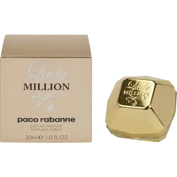 paco rabanne Lady Million, EdP 30 ml: Цвет: Produktbeschreibung und details Lady Million enthllt eine se Kopfnote aus Himbeere Bitterorange und Neroli Die Ausdruckskraft des Duftes liegt in seiner lieblichen und betont femininen Herznote aus Jasmin und Orangenblte die einer sinnlichen Basisnote aus Honig und verfhrerischem Patschuli weicht Zielgruppe fr Sie Kopfnote Himbeere Neroli Bitterorange Herznote Orangenblte JasminSambac Basisnote Honig Patchouli Duftfamilie sblumig Kontaktdaten wwwpacorabannecom Anwendung und Gebrauch Auf die gesunde Haut sprhen Inhaltsstoffe Alcohol Denat Parfum Fragrance Aqua Water Limonene Benzyl Salicylate AlphaIsomethyl Ionone Benzotriazolyl Dodecyl pCresol Hydroxycitronellal Butylphthalimide Ethylhexyl Salicylate Butyl Methoxydibenzoylmethane Hexyl Cinnamal Linalool Isopropylphthalimide Coumarin Citronellol Geraniol Citral Benzyl Alcohol Isoeugenol CI  Yellow  CI  Red  CI  Green  CI  Yellow  Alcohol of Vergetal Origin  Vol Warnhinweise und wichtige Hinweise Warnhinweise ACHTUNG Entzndbar
https://www.rossmann.de/de/pflege-und-duft-paco-rabanne-lady-million-edp-30-ml/p/3349668508471