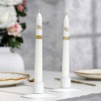 Набор свечей свадебных "Обручальные кольца", белый, родительские: 