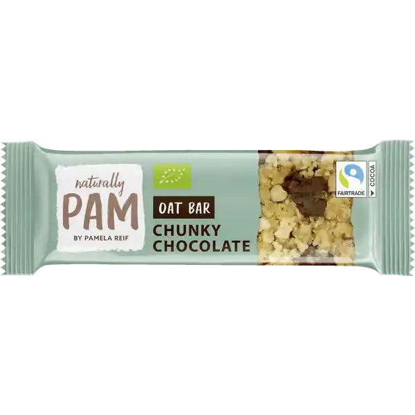 Naturally PAM Bio Oat Bar Chunky Chocolate: Цвет: Produktbeschreibung und details Der Oat Bar ist ein glutenfreier BioHaferriegel verfeinert mit Meersalz und Chocolate Chips und eignet sich besonders gut fr die Lust auf Ses zwischendurch oder als kleines Dessert bio ampamp vegan glutenfrei ohne Rohrzucker Ballaststoffquelle dunkle Schokolade mit Fairtradezertifiziertem Kakao keine knstlichen Geschmacksverstrker Farbstoffe oder Konservierungsstoffe plastikfreie kompostierbare Verpackung Lebensmittelunternehmer Name Naturally Pam GmbH Adresse Kajen  D Hamburg wwwnaturallypamcom Bio Zertifikat CZBIO UrsprungslandHerkunftsort EUNichtEULandwirtschaft Testurteile Qualittssiegel ampamp Verbandszeichen Rechtlich vorgeschriebene Produktbezeichnung BioHaferriegel mit Chocolate Chips Zutaten Glutenfreie Vollkorn HAFERFLOCKEN  CASHEWPASTE  Kokosbltensirup Schokoladenstckchen  Kakaomasse  Kokosbltenzucker Kakaobutter  Meersalz MANDELN  Buchweizen Kakaobutter Meersalz HASELNSSE  Kann Spuren von SESAM und anderen SCHALENFRCHTEN enthalten Kann harte Schalen oder Fruchtkernteile enthalten was technisch bedingt nicht zu vermeiden ist Alle Zutaten bis auf Meersalz sind auch kontrolliert biologischem Anbau Nhrwerte Durchschnittliche Nhrwertangaben pro  g pro  Portion  g   Riegel Energie  kj   kcal  kj   kcal Fett  g  g davon  gesttigte Fettsuren  g  g Kohlenhydrate  g  g davon  Zucker  g  g Ballaststoffe  g  g Eiwei  g  g Salz  g  g Gebrauch Aufbewahrung und Verwendung Aufbewahrungs und Verwendungsbedingungen Khl und trocken lagern
https://www.rossmann.de/de/lebensmittel-naturally-pam-bio-oat-bar-chunky-chocolate/p/4260697376000