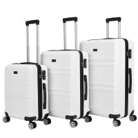 VERTICAL STUDIO "Bars" Suitcase Set of 3 20" 24" 28" white: Цвет: Brand VERTICAL STUDIO Set consisting of three trolley cases Outer material plastic ABS big Trolley External dimensions HWD  cm   cm   cm inches      Net weight  volume kg  L medium Trolley External dimensions HWD  cm   cm   cm inches      Net weight  volume kg  L smaller Trolley External dimensions HWD  cm   cm   cm inches      Net weight  volume  kg   l Lining material  polyester Brand logo as a metal emblem on the front Matryoshka design can be stored inside each other to save space The smallest Suitcase corresponds to the size regulations for hand luggage a telescopic handle with several possible height settings four smoothrunning wheels for convenient transport a large main compartment with a circumferential way zipper three digit suitcase lock  possible combinations Divider with integrated zippered mesh pocket for division converging tension straps with click closure Interior lined throughout Zippered lining on each side of the case two carrying handles with suspension four spacers on one side structured outer material with a matte finish NEW with box ampamp original packaging
https://www.sportspar.com/vertical-studio-bars-suitcase-set-of-3-20-24-28-white