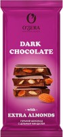 «O'Zera», шоколад горький с цельным миндалем Dark & Extra Almond, 90г: 