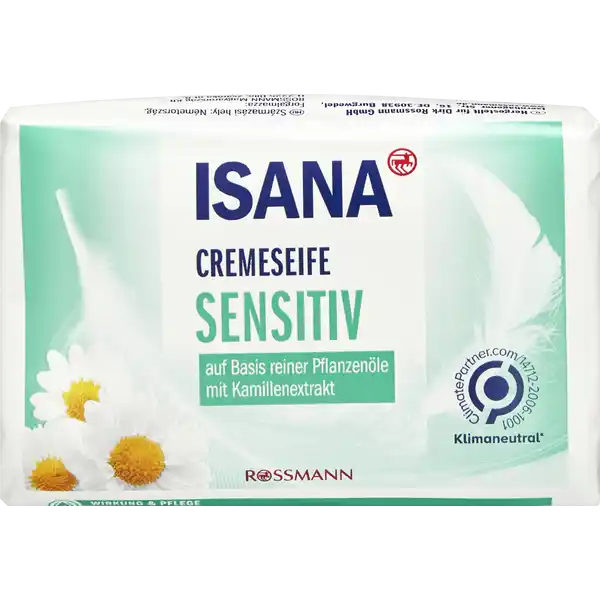 ISANA Cremeseife sensitiv Seifenstck: Цвет: Produktbeschreibung und details Die ISANA CREMESEIFE SENSITIV enthlt milde Waschsubstanzen mit natrlichen Lipiden und reinigt die Haut sanft und schonend Hochwertige Inhaltsstoffe wie Glycerin und rckfettendes Lanolin pflegen und schtzen die beanspruchte Haut Diese Rezeptur ist zu   ohne Mikroplastik Weiterfhrende Informationen zum Thema Klimaneutralitt finden Sie unter rossmanndeklimaneutral und unter climatepartnercom Kontaktdaten Dirk Rossmann GmbH Isernhgener Strae   Burgwedel wwwrossmannde Testurteile Qualittssiegel ampamp Verbandszeichen Inhaltsstoffe Sodium Palmate Aqua Glycerin Sodium Cocoate Parfum Lanolin Coconut Acid Sodium Chloride Tetrasodium Glutamate Diacetate Sodium Citrate Sodium Hydroxide Citronellol Benzyl Alcohol CI
https://www.rossmann.de/de/pflege-und-duft-isana-cremeseife-sensitiv-seifenstueck/p/4305615639383