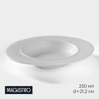 Тарелка фарфоровая для пасты Magistro Line, 250 мл, d=21,2 см, цвет белый: Цвет: Серия Line от торговой марки Magistro являются настоящим классическим эталоном. Чёткие формы, рельефная текстура и классические цвета сочетаются воедино и создают особенный вид изделиям.</p>Вся посуда изготовлена из качественного фарфора, отличается прочностью и устойчивостью к резким перепадам температур. Посуда Line подходит как для праздничной, так и для ежедневной сервировки.</p>Можно мыть в ПММ и использовать в СВЧ.</p>
: Magistro
: Китай
