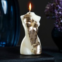 Фигурная свеча "Женское тело №1" молочная с поталью 9см: 
