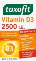 Витамин D3 мини-таблетки (50 шт.): https://www.dm.de/taxofit-vitamin-d3-mini-tabletten-50-stueck-p4008617032168.html