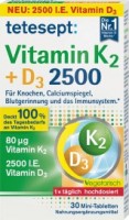 Витамин К2+D3 таблетки 30 штук: https://www.dm.de/tetesept-vitamin-k2-d3-tabletten-30-st-p4008491101530.html