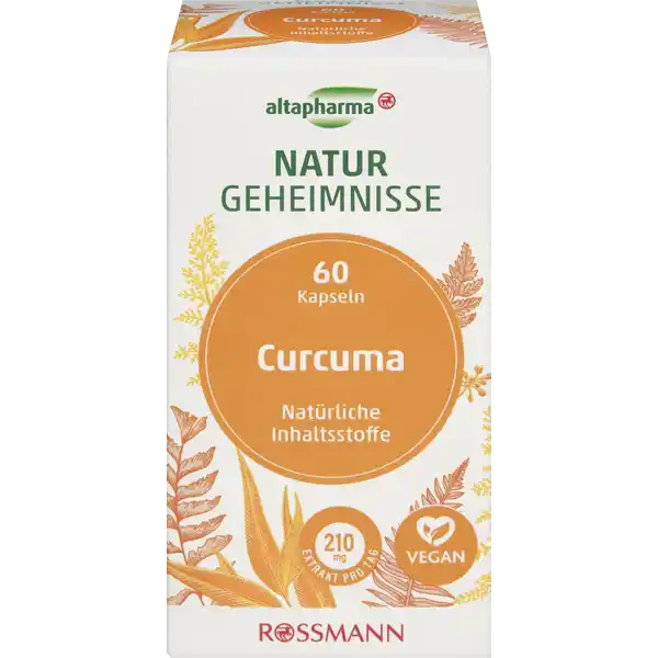 altapharma Naturgeheimnisse Curcuma Kapseln: Цвет: Produktbeschreibung und details Curcuma Curcuma Ionga welches auch unter der Bezeichnung indischer Safran oder Gelbwurz bekannt ist ist in Indien und Sdostasien hemisch und wird dort im Ayurveda bereits seit mehreren Tausend Jahren eingesetzt um den Krper in Einklang zu bringen Mittlerweile hat auch die westliche Welt das enorme Potential dieses Pflanzenstoffes erkannt und Curcuma erfreut sich wachsender Beliebtheit Der wohl interessanteste Inhaltsstoff ist das zu den sekundren Pflanzenstoffen gehrende Curcumin Sehr gerne wird Curcumin in Kombination mit Piperin einem Bestandteil des schwarzen Pfeffers verzehrt Im Ayurveda bereits seit mehreren Tausend Jahren eingesetzt um den Krper in Einklang zu bringen mit Curcumin und Piperin natrliche Inhaltsstoffe Lebensmittelunternehmer Name Dirk Rossmann GmbH Adresse Isernhgener Strae   Burgwedel wwwrossmannde   UrsprungslandHerkunftsort Deutschland Testurteile Qualittssiegel ampamp Verbandszeichen Rechtlich vorgeschriebene Produktbezeichnung Nahrungsergnzungsmittel mit Curcumin und Piperin Zutaten  CurcumaExtrakt Maltodextrin berzugsmittel Hydroxypropylmethylcellulose Kapselhlle  schwarzer PfefferExtrakt Nhrwerte Durchschnittliche Nhrwertangaben pro  Portion pro  g  Kapsel Energie  kj   kcal  kj   kcal Fett amplt  g amplt  g davon  gesttigte Fettsuren  g amplt  g Kohlenhydrate amplt  g  g davon  Zucker amplt  g  g Eiwei amplt  g amplt  g Salz amplt  g amplt  g Anwendung und Gebrauch Tglich  Kapsel unzerkaut mit ausreichend Flssigkeit einnehmen Es wird geraten auf den Verzehr weiterer curcuminhaltiger Podukte zu verzichten Auch eine lngerfristige Anwendung soll vermieden werden Nur fr den Verzehr durch Erwachsene geeignet Gebrauch Aufbewahrung und Verwendung Aufbewahrungs und Verwendungsbedingungen Auerhalb der Reichweite von kleinen Kindern lagern Khl trocken und vor Licht geschtzt lagern Warnhinweise und wichtige Hinweise Warnhinweise Die angegebene empfohlene tgliche Verzehrsmenge darf nicht berschritten werden Nahrungsergnzungsmittel stellen keinen Ersatz fr eine abwechslungsreiche und ausgewogene Ernhrung sowie eine gesunde Lebensweise dar Nicht fr Kinder und Personen unter  Jahre geeignet Auch Schwangere Stillende und Personen mit Gallensteinen sowie mgliche Unvertrglichkeiten sollten den Verzehr mit dem Arzt besprechen
https://www.rossmann.de/de/gesundheit-altapharma-naturgeheimnisse-curcuma-kapseln/p/4305615838328