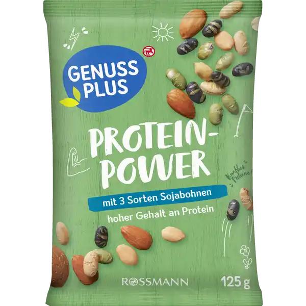 GENUSS PLUS Protein-Mix: Цвет: Produktbeschreibung und details Proteinreicher Mix aus Sojabohnen Erdnusskernen und Mandeln Diese knackige Knabbermischung gibt dir genau die Protein Power die du brauchst und hat auerdem einen hohen Gehalt an ungesttigten Fett  suren Bevor wir die Sojabohnen fr dich backen werden sie brigens mehrere Stunden in Salzlake eingelegt und anschlieend getrocknet mit  Sorten Sojabohnen hoher Gehalt an Protein glutenfrei laktosefrei vegan Von Natur aus vegan glutenfrei und laktosefrei Laktosegehalt unter  gg Lebensmittelunternehmer Name Dirk Rossmann Gmbh Adresse Isernhgener Str   Burgwedel Germany wwwrossmannde      Testurteile Qualittssiegel ampamp Verbandszeichen Rechtlich vorgeschriebene Produktbezeichnung Mischung aus gersteten und gesalzenen Sojabohnen gersteten Erdnusskernen und Mandeln Zutaten  gersteter gesalzener SOJABOHNEN Mix  SOJABOHNEN  Salz  ERDNUSSKERNE gerstet  MANDELN  Kann Spuren von weiiteren SCHALENFRCHTEN erhalten  Nhrwerte Durchschnittliche Nhrwertangaben pro  g pro  Portion  Portion  g Energie  kj   kcal  kj   kcal Fett  g  g davon  gesttigte Fettsuren  g  g  einfach ungesttigte Fettsuren  g  g  mehrfach ungesttigte Fettsuren  g  g Kohlenhydrate  g  g davon  Zucker  g  g Eiwei  g  g Salz  g  g Gebrauch Aufbewahrung und Verwendung Aufbewahrungs und Verwendungsbedingungen Trocken und wrmegeschtzt lagern Auch wenn ich unter Schutzatmosphre verpackt bin Rei mich auf verschlie mich gut und knabbere alles innerhalb weniger Tage auf Warnhinweise und wichtige Hinweise Warnhinweise ACHTUNG Nsse knnen in die Atemwege von Kleinkindern gelangen Genie unseren ProteinPower Mix im Rahmen einer abwechslungsreichen und ausgewogenen Ernhrung sowie einer gesunden Lebensweise
https://www.rossmann.de/de/lebensmittel-genuss-plus-protein-mix/p/4305615839486