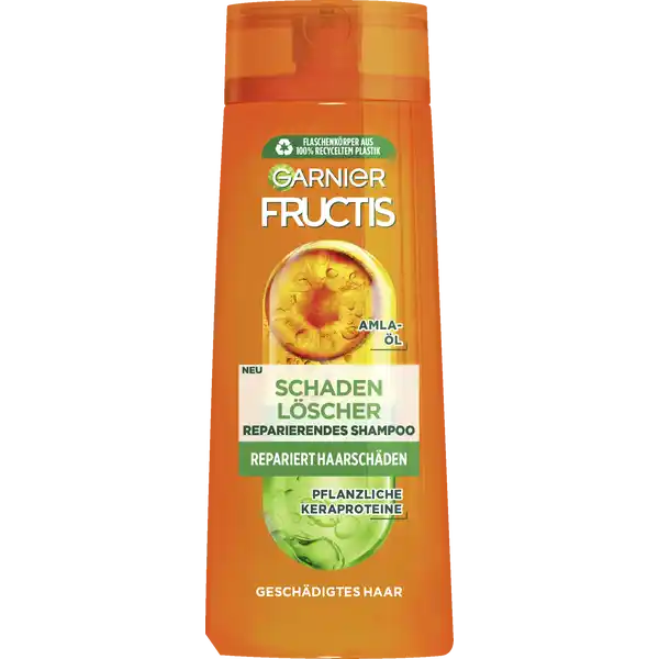 Garnier Fructis Schaden Lscher Krftigendes Shampoo: Цвет: Produktbeschreibung und details Stark geschdigtes Haar braucht intensive Pflege Genau das bietet Garnier Fructis Schaden Lscher Krftigendes Shampoo Es vereint Amlal und reparierendes Keraphyll um selbst kleinste Haarschden an der Haaroberflche zu reparieren die durch externe Einflsse zB Gltten Fhnen Frben entstehen knnen Gleichzeitig wird das Haar vor weiteren Schden geschtzt Die Formel dringt tief in die Haarfaser ein und fllt Risse im Haar auf  die Haaroberflche wird versiegelt und somit widerstandsfhiger Das Ergebnis Das Haar ist wunderbar glnzend und geschmeidig hat weniger Spliss und die Lngen sind krftiger Kontaktdaten LORAL Deutschland GmbH  Geschftsbereich LOral Paris Johannstrae   Dsseldorf wwwgarnierde    UrsprungslandHerkunftsort Italien Anwendung und Gebrauch Garnier Fructis Schaden Lscher Krftigendes Shampoo auf das nasse Haar auftragen und sanft auf der gesamten Kopfhaut einmassieren Anschlieend grndlich aussplen Inhaltsstoffe AQUA  WATER  SODIUM LAURETH SULFATE  GLYCOL DISTEARATE  SODIUM CHLORIDE  COCAMIDOPROPYL BETAINE  DIMETHICONE  SACCHARUM OFFICINARUM EXTRACT  SUGARCANE EXTRACT  CAMELLIA SINENSIS LEAF EXTRACT  PHYLLANTHUS EMBLICA FRUIT EXTRACT  CITRUS LIMON FRUIT EXTRACT  LEMON FRUIT EXTRACT  PYRUS MALUS FRUIT EXTRACT  APPLE FRUIT EXTRACT  PEG STEARATE  COCAMIDE MEA  STEARETH  FUMARIC ACID  CARBOMER  NIACINAMIDE  LEUCONOSTOCRADISH ROOT FERMENT FILTRATE  TRIDECETH  TRIDECETH  AMODIMETHICONE  SODIUM HYDROXIDE  PYRIDOXINE HCl  COCOBETAINE  GUAR HYDROXYPROPYLTRIMONIUM CHLORIDE  HYDROLYZED CORN PROTEIN  HYDROLYZED SOY PROTEIN  HYDROLYZED VEGETABLE PROTEIN PGPROPYL SILANETRIOL  HYDROLYZED WHEAT PROTEIN  HYDROXYPROPYLTRIMONIUM LEMON PROTEIN  CAPRYLICCAPRIC TRIGLYCERIDE  CAPRYLYL GLYCOL  CITRIC ACID  ACETIC ACID  HEXYLENE GLYCOL  POTASSIUM SORBATE  SODIUM BENZOATE  SALICYLIC ACID  PHENOXYETHANOL  LINALOOL  COUMARIN  LIMONENE  PARFUM  FRAGRANCE FIL C Warnhinweise und wichtige Hinweise Warnhinweise Bei Augenkontakt diese sofort aussplen
https://www.rossmann.de/de/pflege-und-duft-garnier-fructis-schaden-loescher-kraeftigendes-shampoo/p/3600541979314