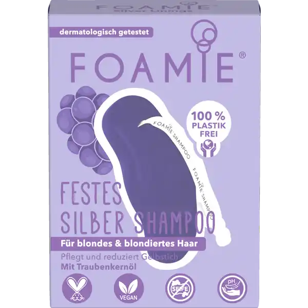 Foamie Festes Shampoo Silber: Цвет: Produktbeschreibung und details Foamie Festes Shampoo Silber Der pHWert ist perfekt an Haareund Kopfhaut angepasst  Mit Traubenkernl fr ein klares Blondohne Gelbstich Kontaktdaten New Flag GmbH Leopoldsstrae   Mnchen Inhaltsstoffe Sodium Cocoyl Isethionate Hydrogenated Vegetable Oil Aqua Water Polyglyceryl Laurate Glycerin Parfum Fragrance Guar Hydroxypropyltrimonium Chloride Polyglyceryl Caprylate and Polyglyceryl Caprate Vitis Vinifera Grape Seed Oil Mangifera Indica Mango Seed Oil Hexyl Cinnamal Tetrasodium Glutamate Diacetate Linalool Limonene Citric Acid CI  Acid Violet
https://www.rossmann.de/de/pflege-und-duft-foamie-festes-shampoo-silber/p/4063528003300