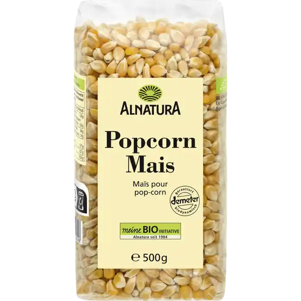 Alnatura Bio Popcornmais: Цвет: Produktbeschreibung und details Ob gezuckert gesalzen oder mit pikanten Gewrzen  frisches Popcorn ist bei Gro und Klein beliebt Mit dem Alnatura BioPopcornmais in DemeterQualitt ist der Knabberspa schnell und einfach selbst gemacht Lebensmittelunternehmer Name Alnatura GmbH Adresse MahatmaGandhiStr  D Darmstadt wwwalnaturade Bio Zertifikat DEKO UrsprungslandHerkunftsort EULandwirtschaft Testurteile Qualittssiegel ampamp Verbandszeichen Rechtlich vorgeschriebene Produktbezeichnung Bio Popcornmais Zutaten Popcornmais aus DemeterLandbau Kann Spuren von GLUTEN ERDNUSS SOJA MILCH MANDEL NSSEN SESAM und LUPINE enthalten Nhrwerte Durchschnittliche Nhrwertangaben pro  g Energie  kj   kcal Fett  g davon  gesttigte Fettsuren  g Kohlenhydrate  g davon  Zucker  g Ballaststoffe  g Eiwei  g Salz  g Gebrauch Aufbewahrung und Verwendung Aufbewahrungs und Verwendungsbedingungen Bitte trocken lagern Zubereitung l im Topf erhitzen Boden mit Popcornmais bedecken und sofort Deckel schlieen Schtteln Sie den Topf Platzen keine Krner mehr auf Deckel abnehmen und nach Belieben das Popcorn sen oder salzen
https://www.rossmann.de/de/lebensmittel-alnatura-bio-popcornmais/p/4104420232198