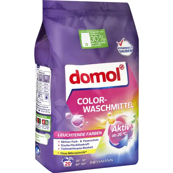 domol Colorwaschmittel Pulver 20 WL: Цвет: https://www.rossmann.de/de/haushalt-domol-colorwaschmittel-pulver-20-wl/p/4305615596389
Produktbeschreibung und details aktiv ab C leuchtende Farben aktiver Farb ampamp Faserschutz starke Flecklsekraft tiefenwirksame Reinheit Rezeptur ohne Mikroplastik nach ECHA Definition Kontaktdaten Dirk Rossmann GmbH Isernhgener Str    Burgwedel wwwrossmannde      UrsprungslandHerkunftsort Deutschland Anwendung und Gebrauch Die Pflegehinweise in den Textilien beachten und die Wsche nach Farbe Verschmutzungsgrad und Temperatur sortieren Neue farbige Textilien knnen ausfrben daher zunchst auf Farbechtheit berprfen und separat bei max  C waschen Nicht fr Wolle und Seide geeignet Hartnckige Flecken bei Bedarf vorbehandeln Inhaltsstoffe ber  Zeolithe   anionische Tenside unter  nichtionische Tenside Polycarboxylate Phosphonate Enzyme Duftstoffe Warnhinweise und wichtige Hinweise Warnhinweise ACHTUNG Verursacht schwere Augenreizung Darf nicht in die Hnde von Kindern gelangen Ist rztlicher Rat erforderlich Verpackung oder Kennzeichnungsetikett bereithalten BEI KONTAKT MIT DEN AUGEN Einige Minuten lang behutsam mit Wasser splen Eventuell vorhandene Kontaktlinsen nach Mglichkeit entfernen Weiter splen Bei anhaltender Augenreizung rztlichen Rat einholenrztliche Hilfe hinzuziehen BEI VERSCHLUCKEN Bei Unwohlsein GIFTINFORMATIONSZENTRUMArzt anrufen Detergenzienblatt Detergenzienblatt Laden Sie das Dokument zum Produkt als PDF herunter