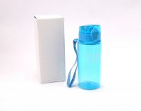 Бутылка для воды пластик.с крышкой-защёлкой и ремешком "Движение"400мл, голубая: 