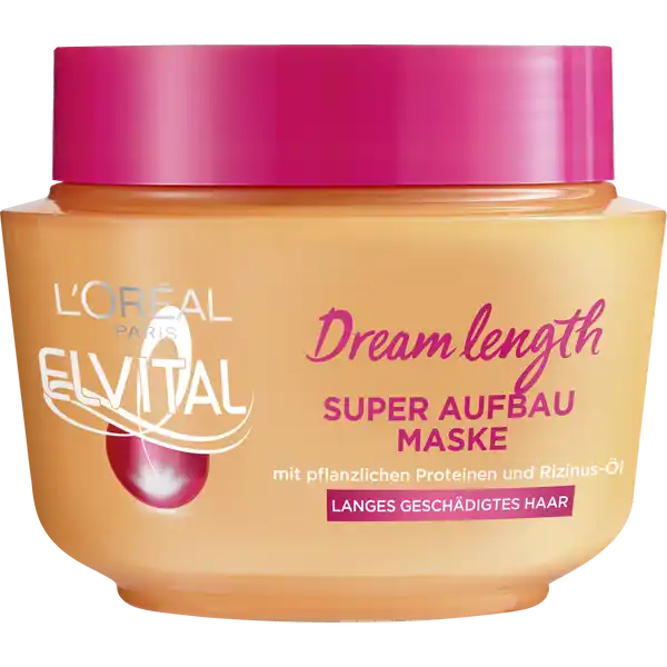 LOral Paris Elvital Dream Length Intensivkur ml: Цвет: Produktbeschreibung und details Die LOreal Paris Elvital Dream Length Super Aufbau Maske ist fr langes geschdigtes Haar geeignet Mit Pflanzlichen Proteinen und Rizinusl repariert sie das Haar bis in die Spitzen spendet Feuchtigkeit und bringt das Haar zum Glnzen Die Haare werden sichtbar gestrkt Kontaktdaten LORAL Deutschland GmbH  Geschftsbereich LOral Paris Johannstrae   Dsseldorf Anwendung und Gebrauch Anwendung auf nassem Haar Gleichmig auf gewaschenem Haar von den Lngen bis in die Spitzen verteilen  Minuten einwirken lassen Anschlieend grndlich aussplenAnwendung auf trockenem Haar Zur Bndigung einzelner Haarstrhnen und fr extra Glanz eine kleine Menge der Maske auf die entsprechende Haarpartie auftragen Ohne Aussplen Gebrauch Aufbewahrung und Verwendung Aufbewahrungs und Verwendungsbedingungen Bei Kontakt mit den Augen diese grndlich aussplen Inhaltsstoffe  B  INGREDIENTS AQUA  WATER  CETEARYL ALCOHOL  BEHENTRIMONIUM CHLORIDE  CETYL ESTERS  NIACINAMIDE  RICINUS COMMUNIS SEED OIL  CASTOR SEED OIL  HYDROXYCITRONELLAL  HYDROLYZED CORN PROTEIN  HYDROLYZED SOY PROTEIN  HYDROLYZED WHEAT PROTEIN  HYDROXYPROPYLTRIMONIUM HYDROLYZED WHEAT PROTEIN  PHENOXYETHANOL  TRIDECETH  CHLORHEXIDINE DIGLUCONATE  LIMONENE  PANTHENOL  BENZYL SALICYLATE  LINALOOL  BENZYL ALCOHOL  AMODIMETHICONE  ISOPROPYL ALCOHOL  ALPHAISOMETHYL IONONE  GERANIOL  CITRIC ACID  POTASSIUM HYDROXIDE  CETRIMONIUM CHLORIDE  CITRONELLOL  COUMARIN  HEXYL CINNAMAL  PARFUM  FRAGRANCE FIL C Warnhinweise und wichtige Hinweise Warnhinweise Bei Kontakt mit den Augen diese grndlich Aussplen
https://www.rossmann.de/de/pflege-und-duft-loreal-paris-elvital-dream-length-intensivkur-300ml/p/3600523649457